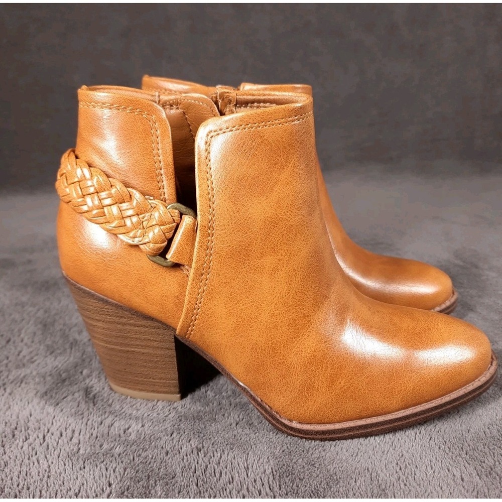 Baretraps Chestnut Ankle Boots‎ Braided Detail Block Heel Women's Size 5M